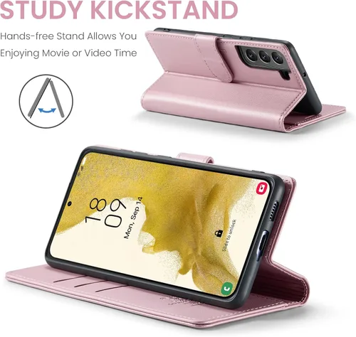 Miniatura 4 de FLIPALM Funda tipo cartera para Samsung Galaxy S22 Plus, con bloqueo RFID, soporte para tarjetas de crédito, de piel sintética, con función atril