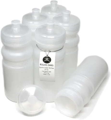 Miniatura 9 de Rolling Sands Botellas de Agua Deportivas de 20 Onzas Fabricadas en Estados Unidos - Paquete de 6 Botellas Deportivas en Blanco sin BPA para Equipos