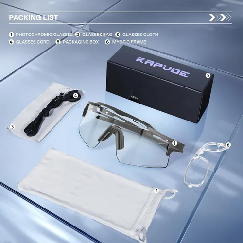 Miniatura 4 de KAPVOE Gafas de sol de ciclismo fotocromáticas para bicicleta de montaña, transparentes, MTB en bicicleta, equitación, béisbol, correr, golf
