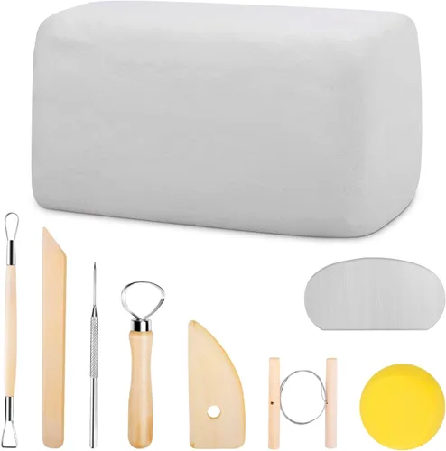 Arcilla para esculpir, arcilla de modelado, kit de arcilla natural de secado al aire de 5.5 libras con juego de herramientas de escultura de