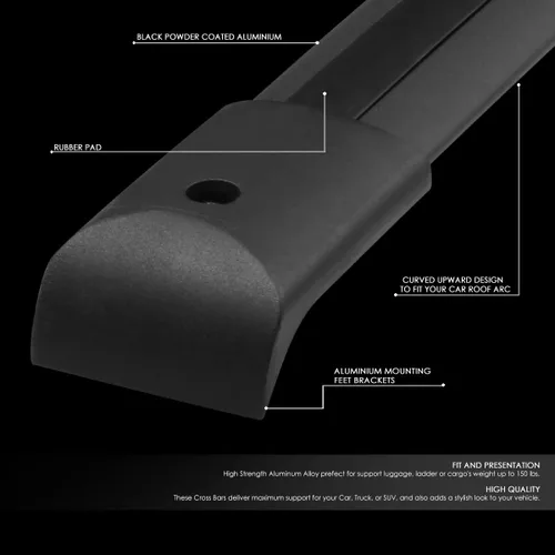 Miniatura 2 de DNA MOTORING PT-ZTL-8039 - Par de barras transversales de aluminio para techo de automóvil, compatibles con Honda Pilot 03-08, color negro