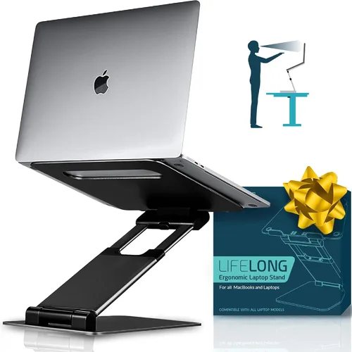Miniatura 15 de Lifelong Soporte ergonómico ajustable para laptop para escritorio, altura de hasta 20 pulgadas, soporte elevador portátil para computadora portátil