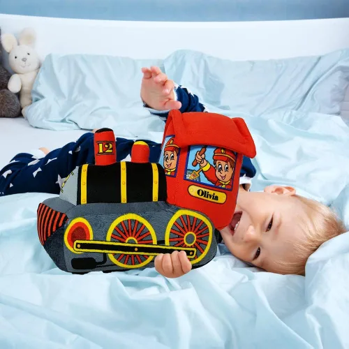 Miniatura 5 de ArtCreativity Tren de felpa acogedor de 11 pulgadas para niños, juguete de almohada de tren suave y tierno, bonita decoración de guardería, premio