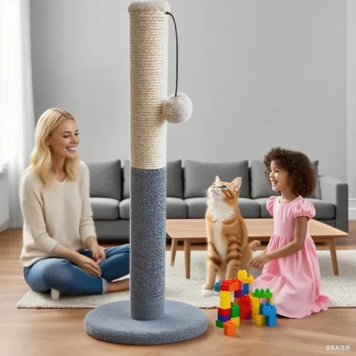 Miniatura 3 de Barelove Torre rascador para gatos, poste rascador alto para gatos, cuerda de sisal natural para gatos de interior, poste rascador de alfombra