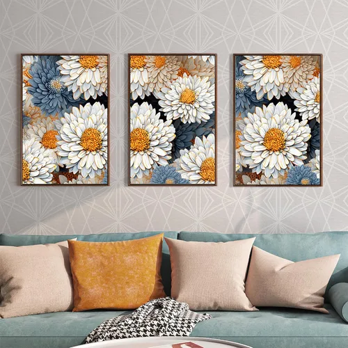 Miniatura 7 de ReWallpaper Papel tapiz floral grande para despegar y pegar, papel tapiz vintage de margaritas azules y blancas para habitación de niñas, pintura al