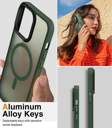 Miniatura 6 de Meifigno Magic Mag Series - Funda para iPhone 13 Pro, protección de grado militar y compatible con MagSafe, parte trasera mate translúcida