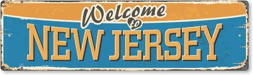 SmartSign Letrero de metal vintage de 4 x 14 pulgadas "Welcome To New Jersey State", aluminio a prueba de óxido de 40 mil con recubrimiento