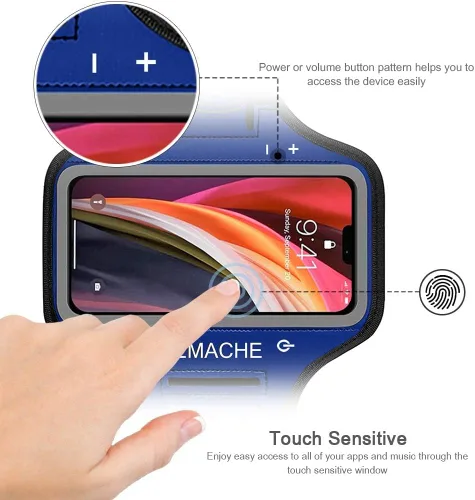 Miniatura 2 de Brazalete para iPhone 13 mini, 12 mini, resistente al agua, para gimnasio, entrenamiento, correr, teléfono para iPhone 13Mini, 12Mini (azul marino)