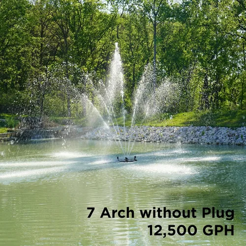 Miniatura 2 de HALF OFF PONDS Fuente flotante - 1 aireador de estanque HP, cable de 100 pies - Bomba de agua de 15,000 GPH - 13 patrones de pulverización - Luces