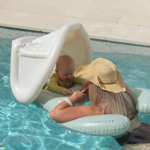 Miniatura 2 de SUNNYLiFE Float Together - Asiento de bebé Sammy The Seagull Green, PVC, 43.31 x 29.13 x 25.59 pulgadas, cuidador y flotador de bebé con toldo