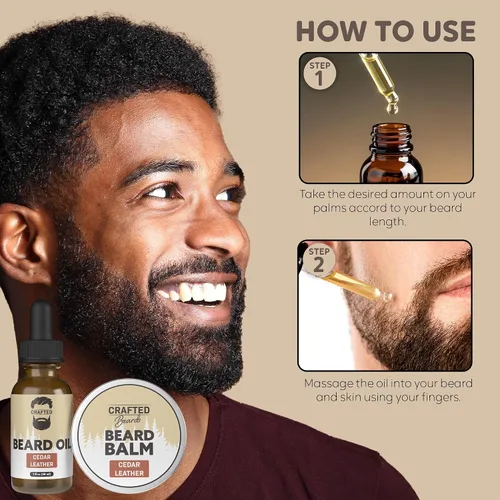 Miniatura 5 de Juego de aceite y bálsamo para barba, cuidado de la barba más suave, suave e hidratado, aroma de madera de cedro, regalo para hombres