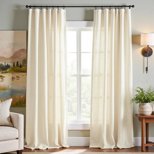Miniatura 99 de JINCHAN Cortinas de mezcla de lino de 84 pulgadas de largo, 2 paneles para dormitorio y sala de estar, cortinas de campo con filtro de luz de 50