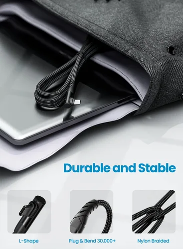 Miniatura 6 de Fasgear Cable USB C a USB C, paquete de 3 cargadores USB 2.0 tipo C de 60 W, carga rápida, trenzado en ángulo recto, compatible con Galaxy S22 S21