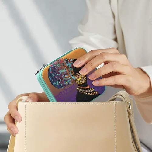 Miniatura 7 de Joyero de viaje pequeño pequeño organizador de joyas para anillos, aretes, collares, niñas, mujeres, hombres, mujeres afroamericanas