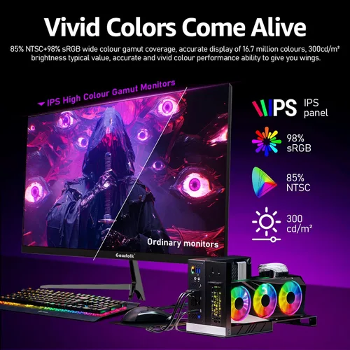 Miniatura 2 de Gawfolk Monitor de juegos de 27 pulgadas QHD IPS, pantalla de PC 120Hz 2K (2560 × 1440P), pantalla de computadora ultra fina de marco cero