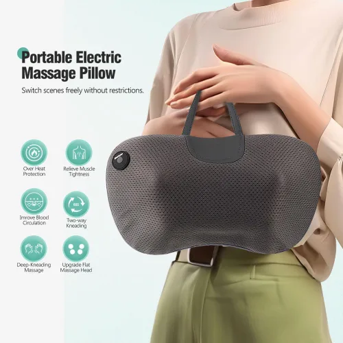 Miniatura 2 de Almohada masajeadora de espalda para aliviar el dolor de tejido profundo, masajeador de cuello para aliviar el dolor de tejido profundo con calor