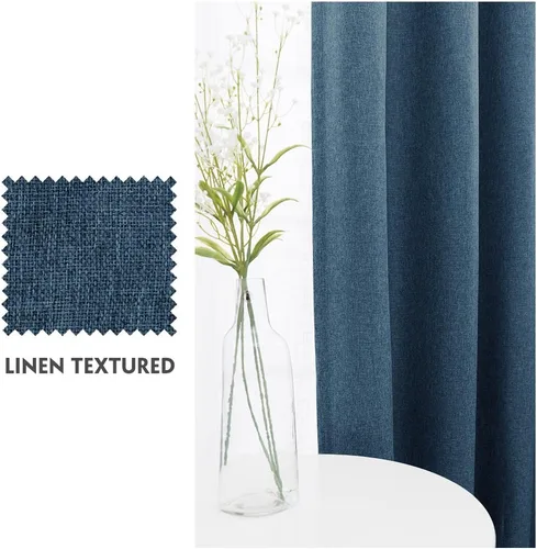 Miniatura 3 de Vangao - Cortinas blackout de lino, diseño texturizado con ojales, 2 paneles