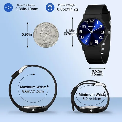 Miniatura 5 de Reloj analógico para niños y niñas, resistente al agua hasta 30M, reloj deportivo para niños, fácil de leer, con esfera fina, correa suave