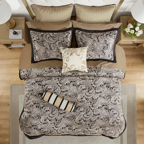 Miniatura 3 de Madison Park Aubrey - Juego de edredón acogedor, diseño de cachemira jacquard de seda sintética - ropa de cama alternativa de plumón para todas