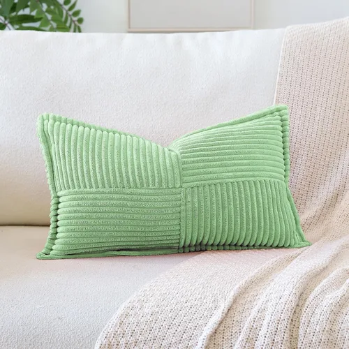 Miniatura 21 de OTOSTAR Fundas de almohada de pana a rayas con empalme, fundas de almohada bohemias súper suaves laterales decorativas con textura para sofá, cama