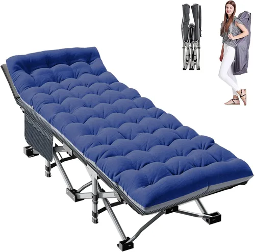 Miniatura 38 de ABORON Catre de Camping para Adultos de 28" Extra Ancho, Resistente 1200D Oxford Catre para Dormir, Cama de Campamento Plegable Portátil con Gris