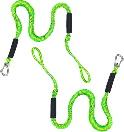 Miniatura 10 de Líneas de muelle elástico para barcos de 4 pies, paquete de 2 cuerdas de amarre con 316 clips de acero inoxidable, accesorios PWC de grado marino