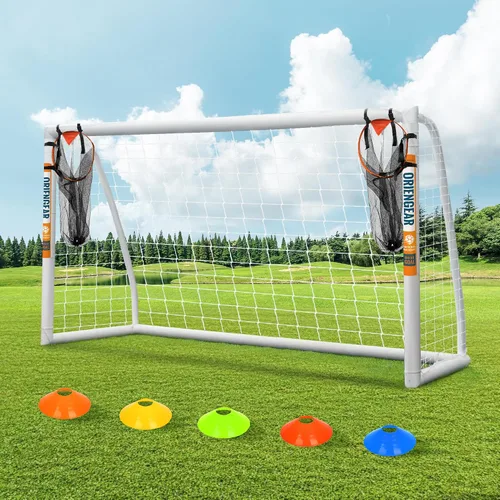 Miniatura 12 de ORIENGEAR Soccer Goal, 12x6/10x6.5/8x6/6x4 Full Size Soccer Goals for Backyard, Soccer Net with Training Discs, Portable Soccer Goal for Kids and