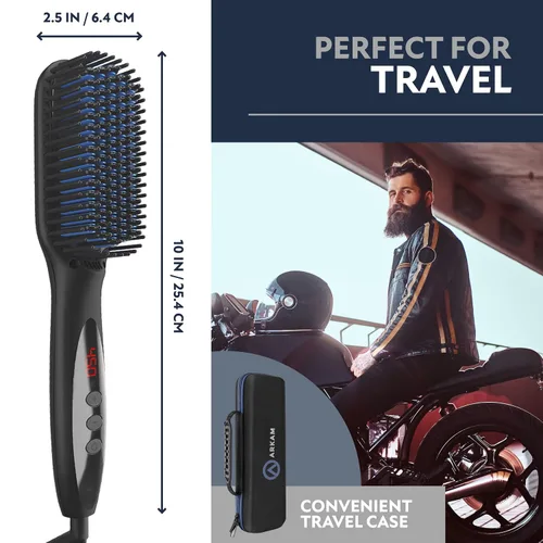Miniatura 8 de Alisador de barba Arkam para hombres - Kit premium de cepillo de barba con calefacción con función antiquemaduras, peine de cabello de doble acción