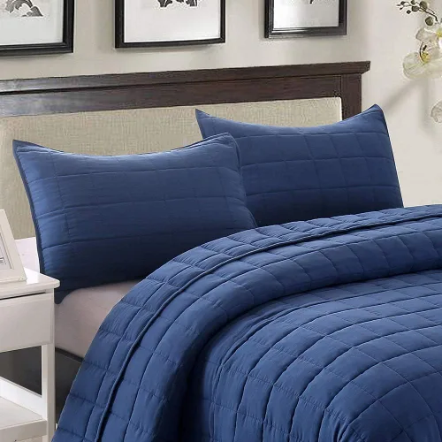 Miniatura 3 de EMME Colchas Juegos de Ropa de Cama Tamaño Queen Colcha Azul Marino, Juego de Cama Suave y Ligero Prelavado, Cubrecama de Microfibra Reversible