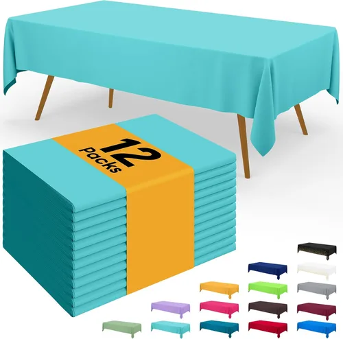 Miniatura 136 de Smiry - Juego de 6 manteles desechables, 54 x 78 pulgadas, manteles impermeables rectangulares para fiestas, cubierta de mesa de plástico