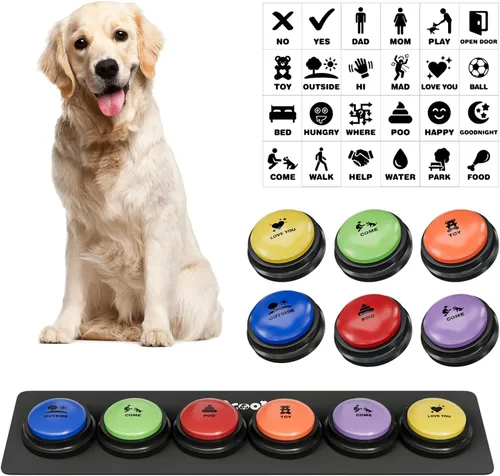 Miniatura 12 de Botones para comunicación para perros, juego de 9 botones para hablar con perros, grabación de voz de 30 segundos, botones de entrenamiento