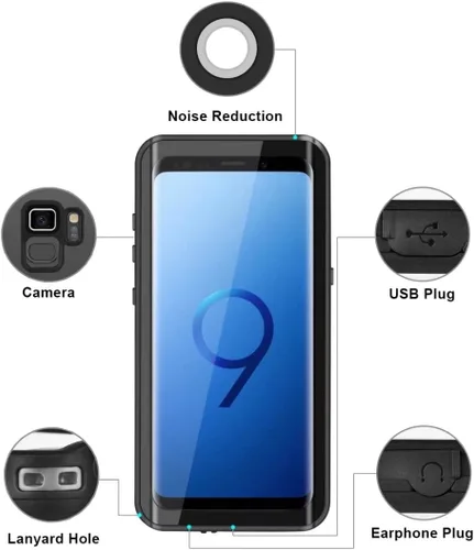 Miniatura 5 de YMCCOOL Funda impermeable para Samsung Galaxy S9, protección de cuerpo completo, a prueba de golpes, nieve, suciedad con protector de pantalla
