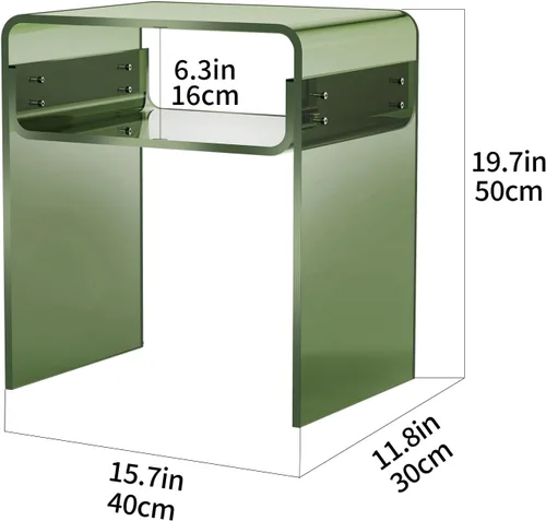 Miniatura 3 de Mesa auxiliar de 2 niveles de acrílico transparente; mesa de noche para sala de estar, dormitorio (1, Verde)