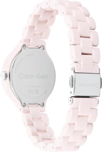 Miniatura 3 de Calvin Klein Reloj de pulsera de cuarzo de cerámica y eslabones para mujer color rubor Modelo 25200077 Blush Reloj de cuarzo