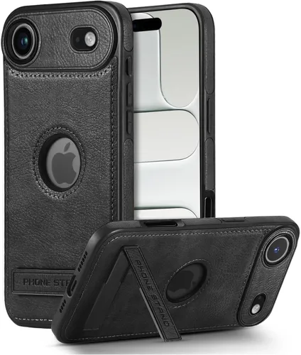 Miniatura 30 de Funda de cuero para iPhone 13 Pro, funda protectora delgada con función atril a prueba de golpes, soporte invisible integrado compatible con iPhone
