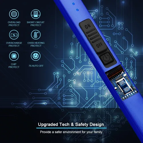 Miniatura 4 de SUPRUS Encendedor eléctrico de arco, resistente al viento, sin llama, recargable por USB, con bloqueo de seguridad, para velas, barbacoa, camping