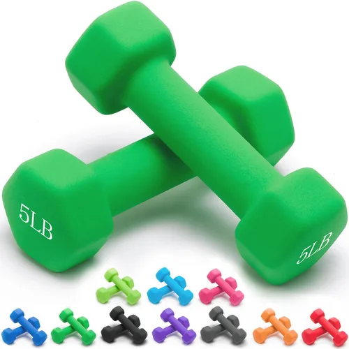 Miniatura 55 de Portzon Mancuernas con Pesos 10 Opciones de Colores Compatibles con Juego de 2 Mancuernas de Neopreno, 1-15 Libras, Antideslizantes, No se Ruedan