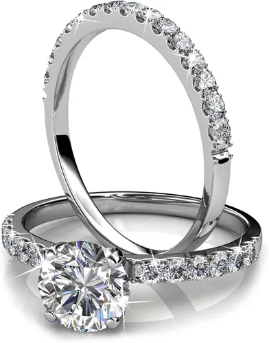 Miniatura 2 de Diamond Jewelry - Anillo de plata de ley 925 con moissanita creada en 3 quilates para mujer, anillo de compromiso de boda con acabado de oro rosa