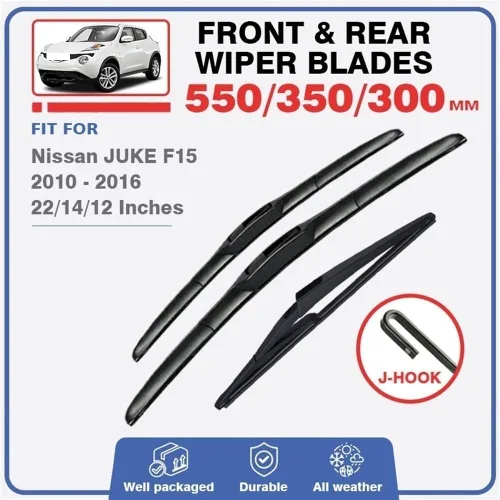 Miniatura 2 de Limpiaparabrisas delantero y trasero compatible con Nissan JUKE F15 2010-2016, accesorios para parabrisas de ventana 2011, 2012, 2013, 2014, 2015