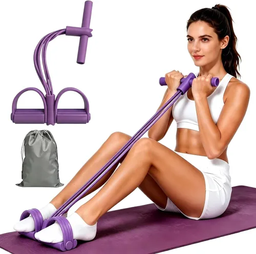 Banda de resistencia mejorada para pedal – Extractor de tobillo de pedal de 6 tubos con mango y bolsa de almacenamiento para entrenamiento de