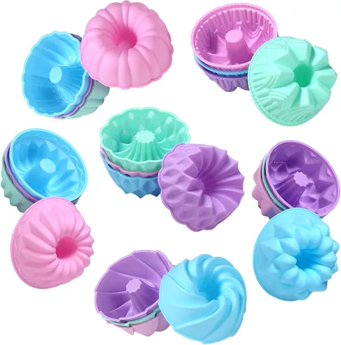 To Encounter Paquete de 24 moldes de silicona – Molde de silicona antiadherente de 3 pulgadas para donas, tazas para hornear, molde para donas,