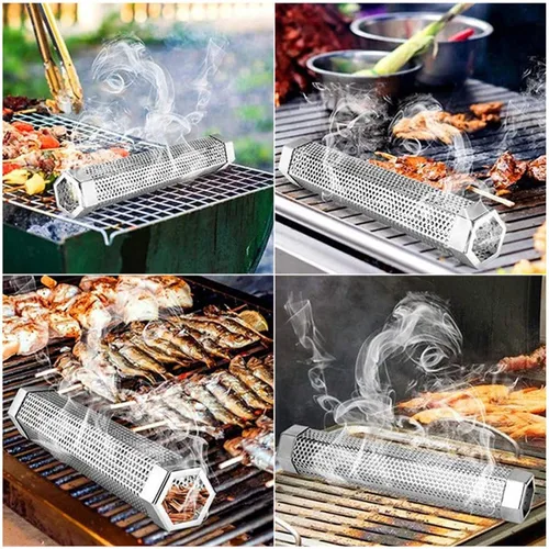 Miniatura 5 de Tubo de humo para ahumador de pellets de 12 pulgadas, tubo de ahumador de 5 horas de humo en caliente/frío, tubo de fumar, para añadir sabor ahumado