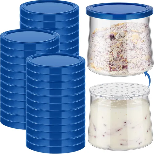 Tessco for you 48 tapas para recipientes de yogur, tapas de plástico para frascos, no incluidas, repuesto compatible con tapa de yogur Oui,