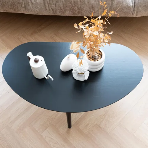 Miniatura 7 de Mesa auxiliar ovalada pequeña de mediados de siglo moderna para sala de estar, mesa central, mesa de centro de madera maciza, madera natural