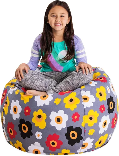 Miniatura 89 de Posh Stuffable - Sillón puff con almacenamiento para niños, contenedor de animales de peluche, organizador de juguetes de niños Lona rayas verde