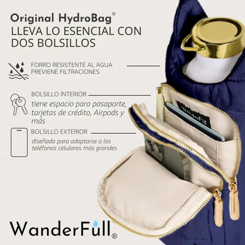 Miniatura 6 de WanderFull® HydroBag® original, se adapta al soporte para botellas de agua de hasta 32 onzas con correa, cuerpo cruzado manos libres, bolsa