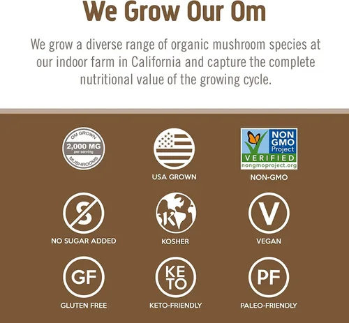 Miniatura 6 de Om Mushroom Superfood Suplemento superalimenticio de cápsulas de hongos de cola de pavo, 90 unidades, 30 días, apoyo inmunológico, polisacáridos