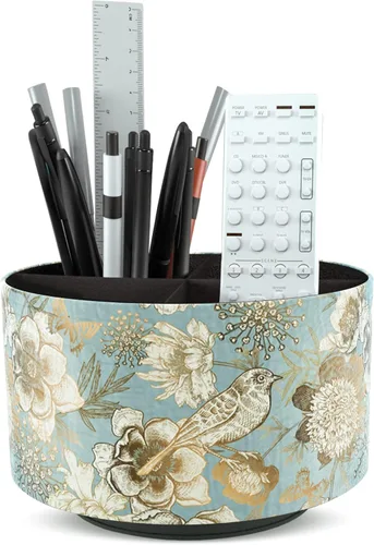 Miniatura 20 de Organizador Redondo de Cuero para Suministros de Arte, Soporte para Control Remoto, Rotación de 360 Grados, Soporte Multifuncional para Lápices