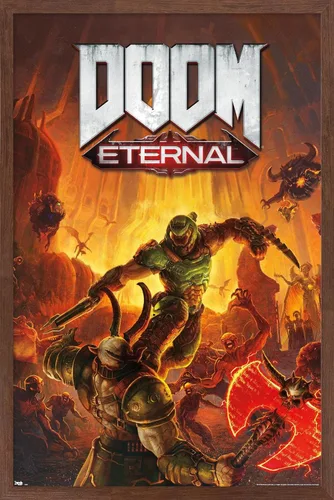 Miniatura 8 de Trends International Doom Eternal - Póster de pared Marauder, 22.4 pulgadas de largo x 14.7 pulgadas, versión enmarcada en madera de granero