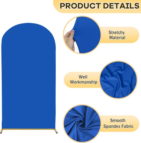 Miniatura 3 de Fundas de arco azul para telón de fondo elástico para arco de boda de 6.6 pies, cubierta de fondo ajustable de elastano cubierta de soporte de arco